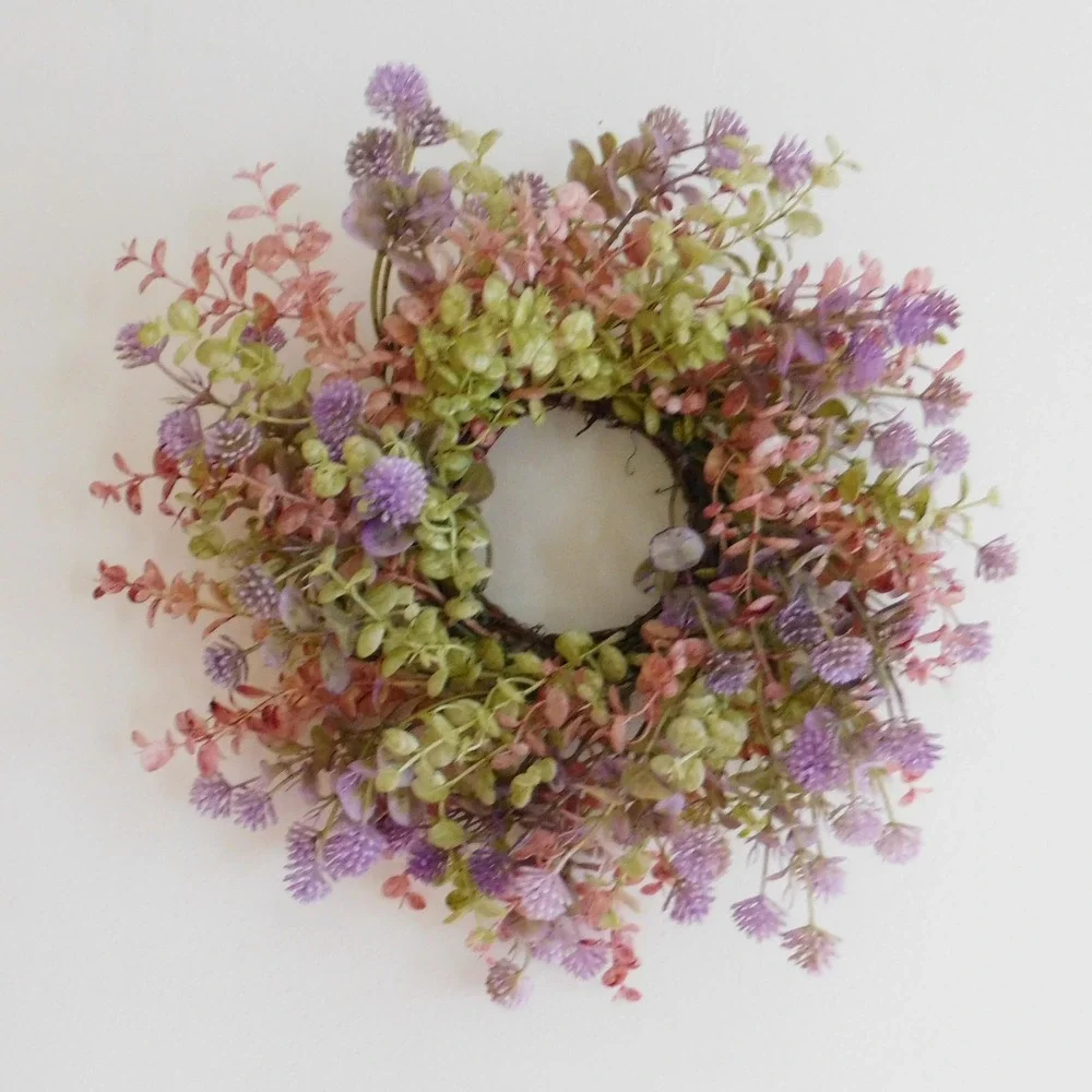 Small Fall Wreath with Neutral Colors Autumn warm hues Purple Housewarming Gift